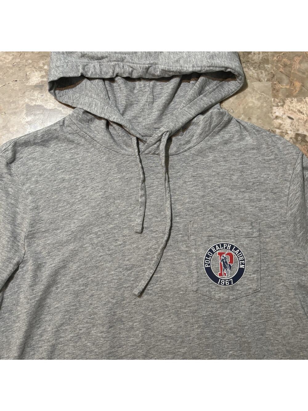 Polo Ralph Lauren Hoodie Mens Small Grey Short Sleeve Jersey Tee Graphic